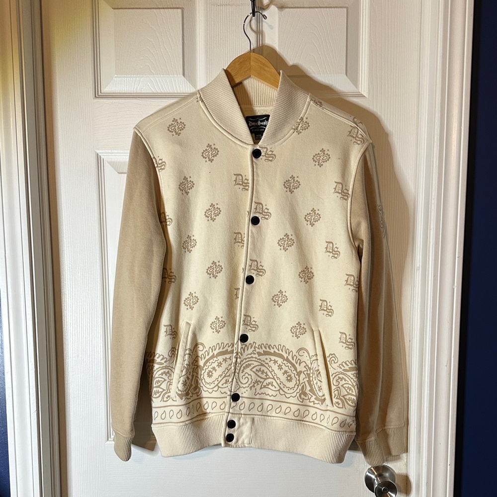 Dogg Supply Snoop Dogg Cream Bandana Paisley Varsity‎ Bomber Jacket Mens Medium